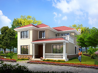 乡村经济型二层自建房屋设计图纸 11X14米BZ265-简欧风格