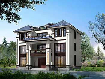 三层新农村180平方米房屋设计图纸，全套施工图及效果图BZ379-新中式风格