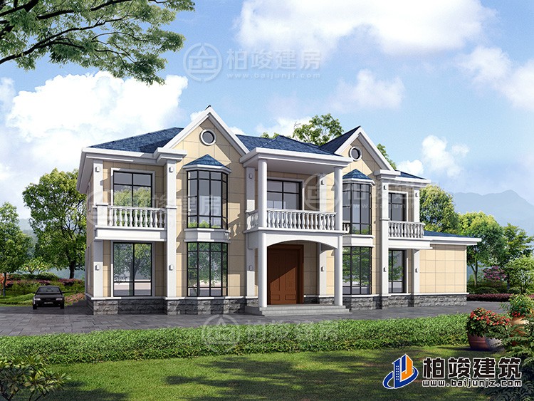 农村30万别墅款式二层自建房设计图，外观简约大气BZ289-简欧风格