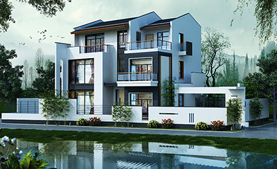 乡村三层新中式房屋设计图 造价30万BZ302-新中式风格
