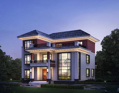 新农村三层房屋设计图占地170平方米，含外观效果图BZ3502-新中式风格