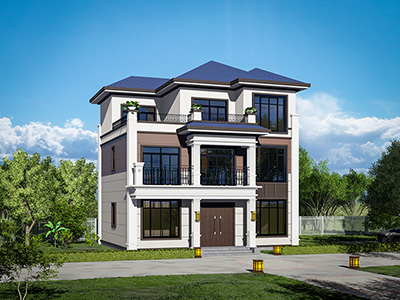 乡下新中式三层房屋设计图纸 造价30万BZ3553-新中式风格
