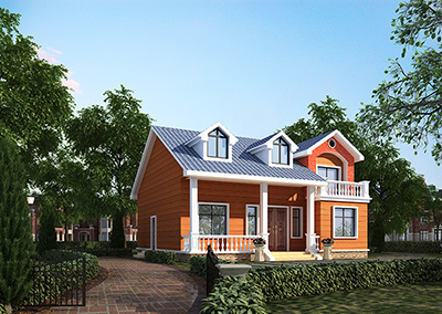 农村一层小别墅设计图和效果图 带阁楼BZ152-简欧风格
