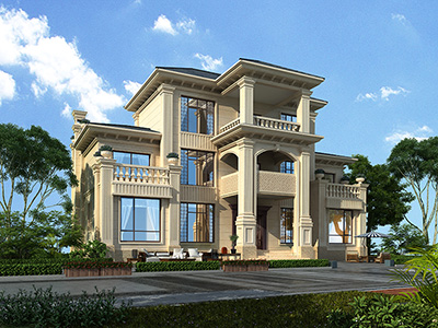 农村住房三层欧式房屋设计图纸 造价50万BZ3632-简欧风格