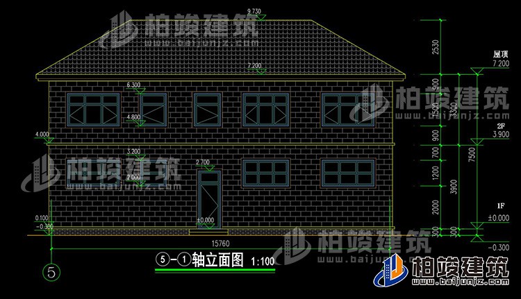 农村二层带商铺住宅图 15X16米BZ2591-简欧风格