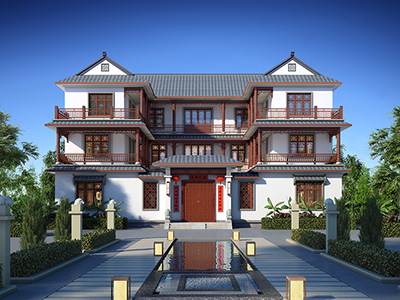 中式四合院房子设计图农村BZ3599-新中式风格