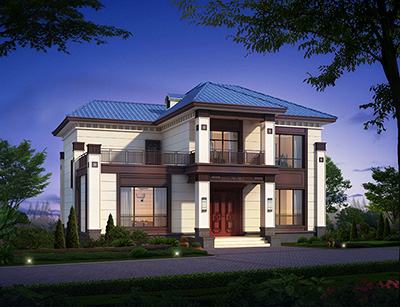 农村新中式二层小别墅设计图 造价40万BZ2653-新中式风格