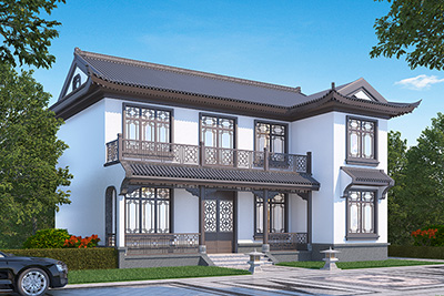 二层新中式古典风格别墅设计图BZ2730-新古典风格