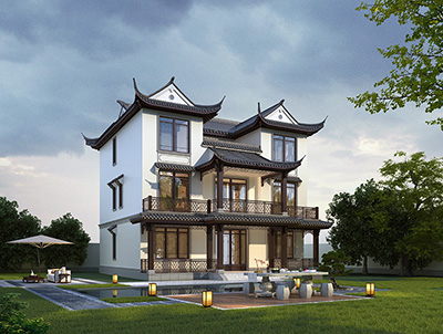 新中式古典别墅设计图纸大全BZ3723-新古典风格
