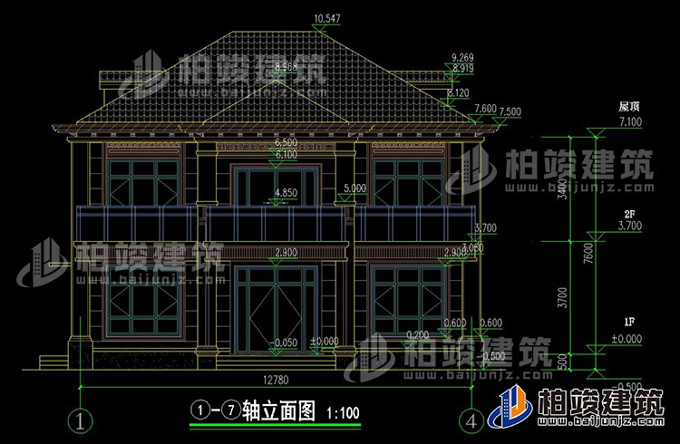 新中式二层别墅设计图纸BZ2739-新中式风格